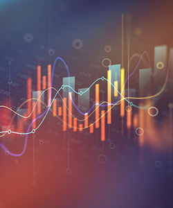 Abstract bar graph statistic on dark background.