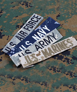 Military tags for air force, navy, army, and marines.